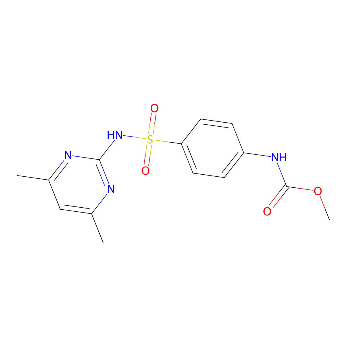 methyl (4-(N-(4,6-dimethylpyrimidin-2-yl)sulfamoyl)phenyl)carbamate molecular structure, CAS 188558-76-1
