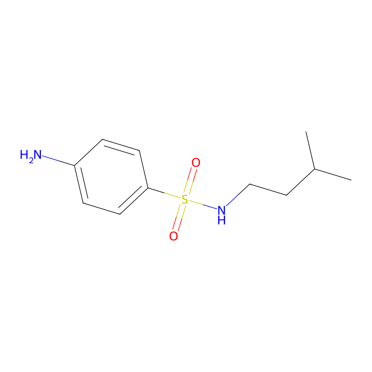 4-Amino-N-(3-methylbutyl)benzene-1-sulfonamide molecular structure, CAS 18856-95-6