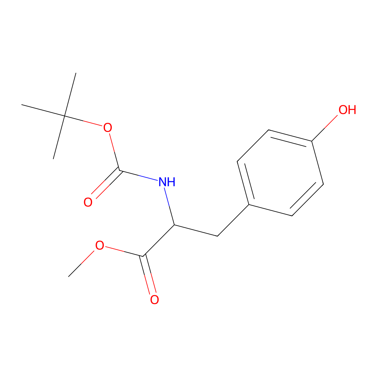 Methyl 2-((tert-butoxycarbonyl)amino)-3-(4-hydroxyphenyl)propanoate molecular structure, CAS 188576-13-8