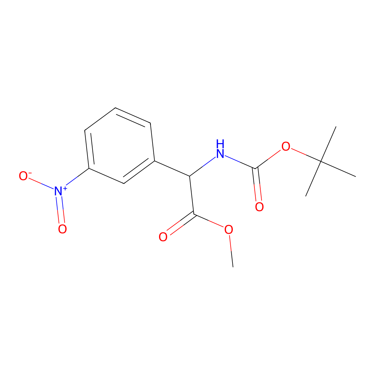 Methyl 2-{[(tert-butoxy)carbonyl]amino}-2-(3-nitrophenyl)acetate molecular structure, CAS 188586-91-6