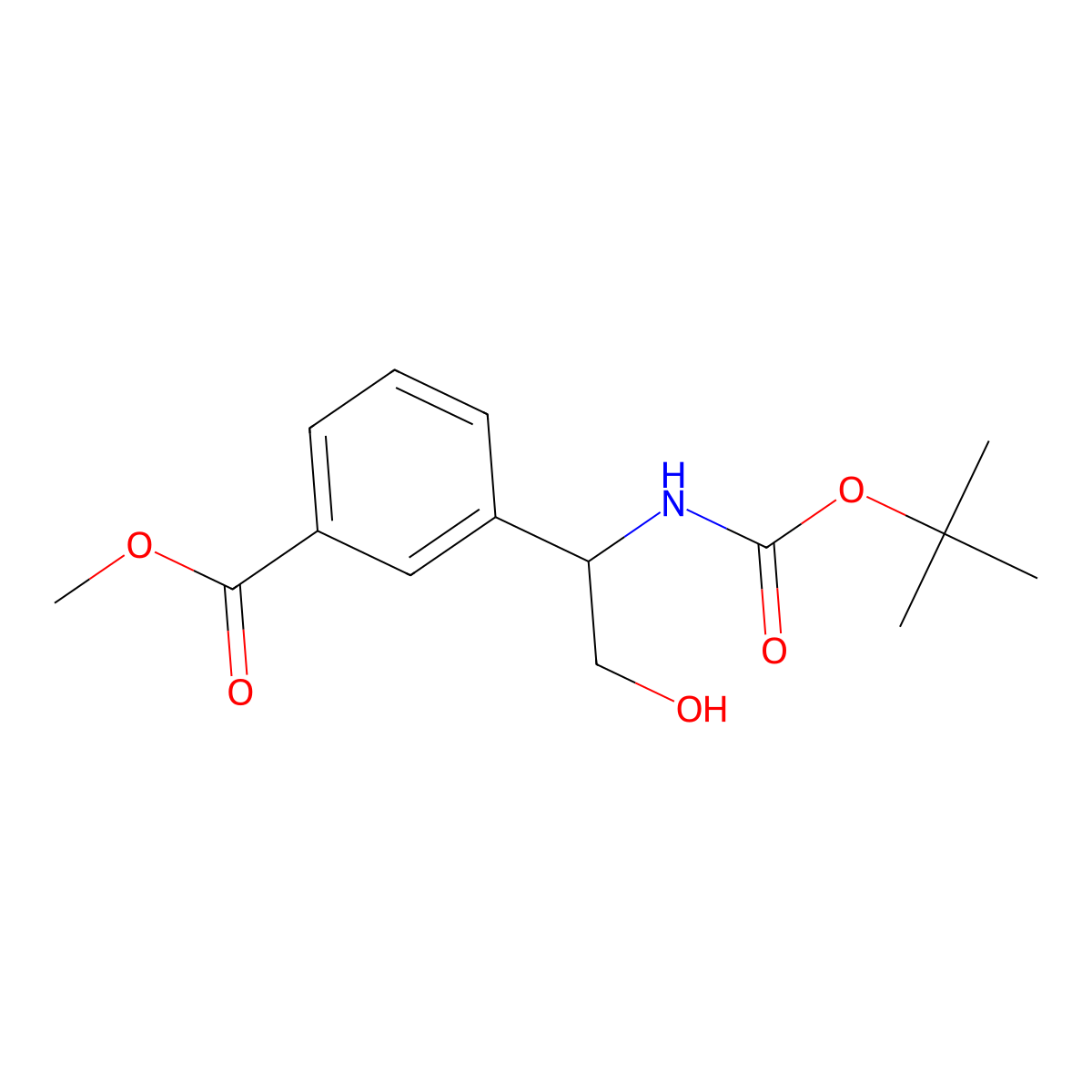 Methyl 3-(1-{[(tert-butoxy)carbonyl]amino}-2-hydroxyethyl)benzoate molecular structure, CAS 188586-95-0