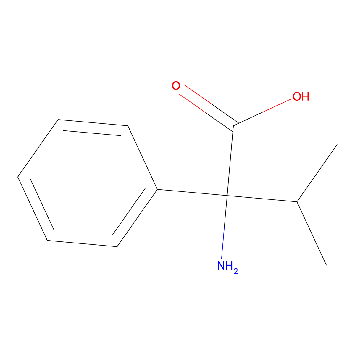 2-Amino-3-methyl-2-phenylbutanoic acid molecular structure, CAS 188586-96-1