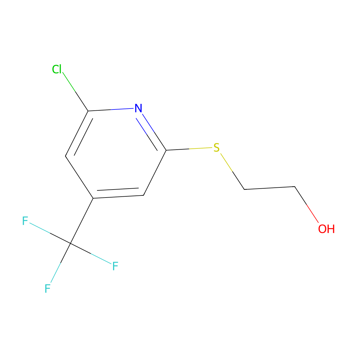 2-Chloro-6-(2-hydroxyethylsulfanyl)-4-(trifluoromethyl)pyridine molecular structure, CAS 188591-51-7