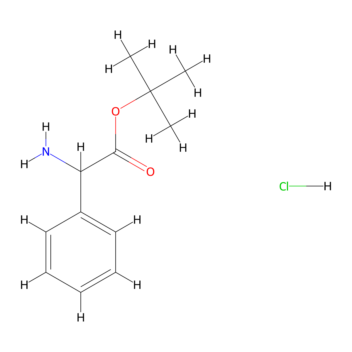 Tert-butyl 2-amino-2-phenylacetate hydrochloride molecular structure, CAS 188591-81-3
