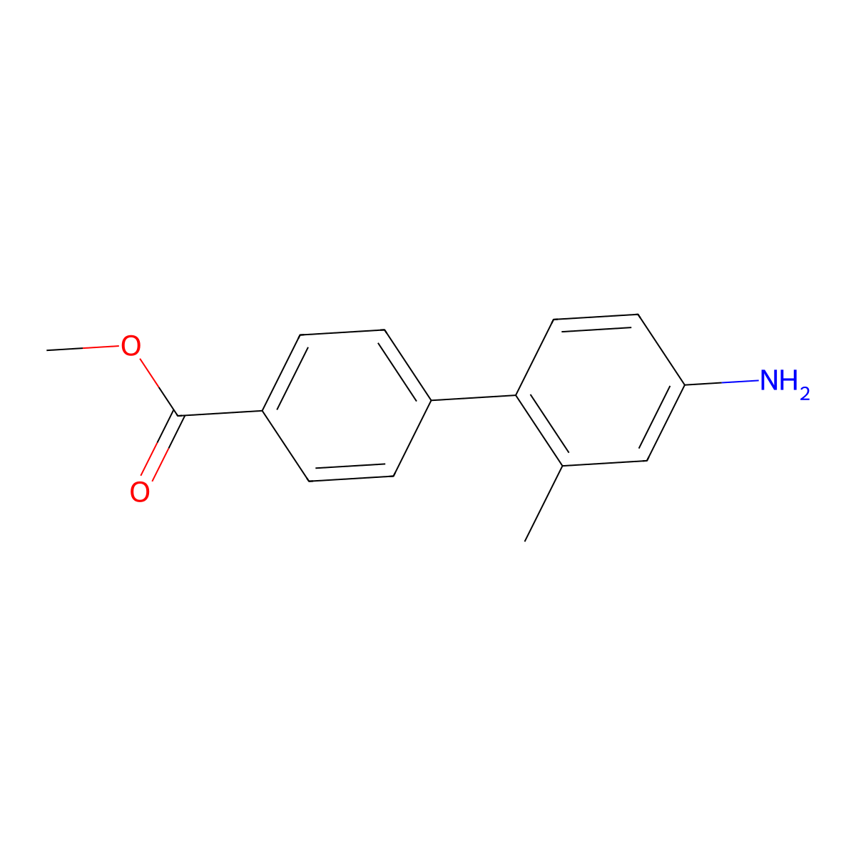 Methyl 4'-amino-2'-methyl[1,1'-biphenyl]-4-carboxylate molecular structure, CAS 188593-21-7