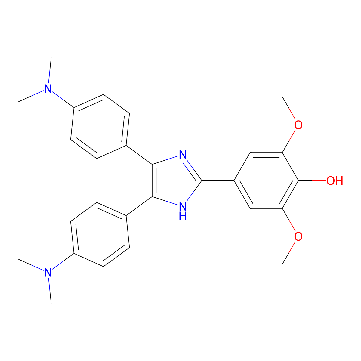 4-[4,5-Bis[4-(dimethylamino)phenyl]-1H-imidazol-2-yl]-2,6-dimethoxyphenol molecular structure, CAS 1886-13-1