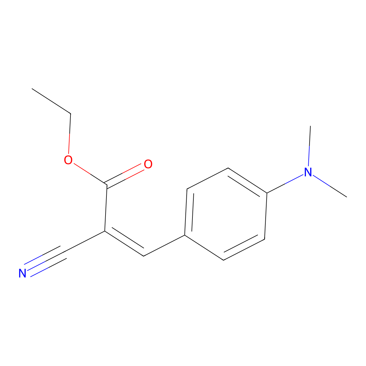 Ethyl alpha-cyano-4-(dimethylamino)cinnamate molecular structure, CAS 1886-52-8