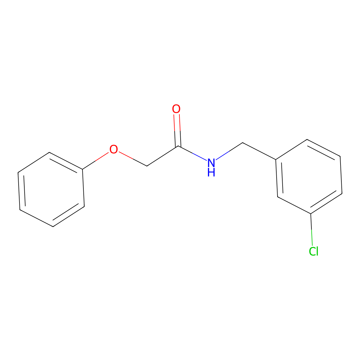 N-[(3-chlorophenyl)methyl]-2-phenoxyacetamide molecular structure, CAS 18861-23-9