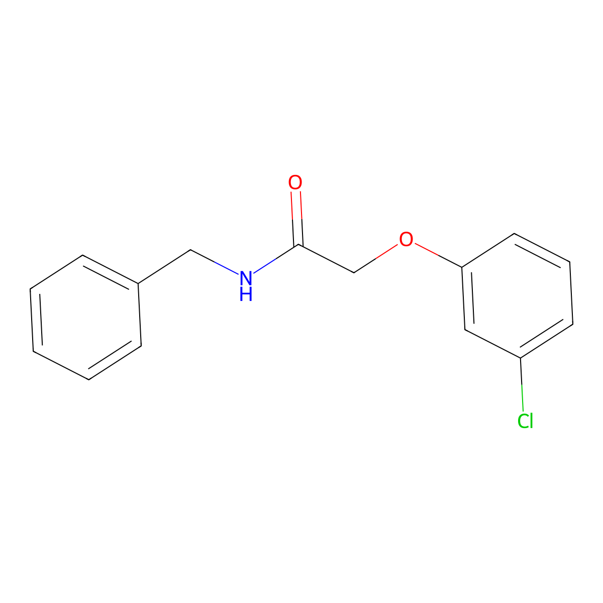 N-benzyl-2-(3-chlorophenoxy)acetamide molecular structure, CAS 18861-25-1