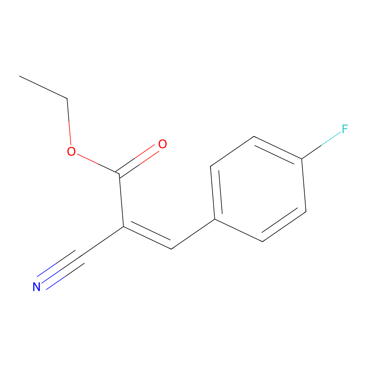 ethyl (E)-2-cyano-3-(4-fluorophenyl)prop-2-enoate molecular structure, CAS 18861-57-9