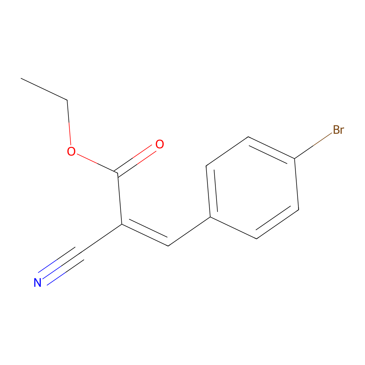 Ethyl 3-(4-bromophenyl)-2-cyanoacrylate molecular structure, CAS 18861-58-0