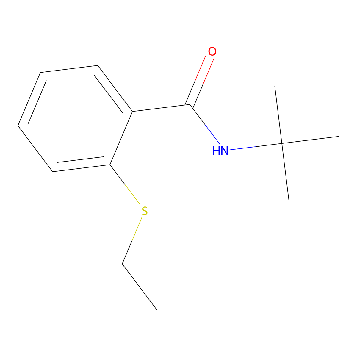 N-tert-butyl-2-(ethylsulfanyl)benzamide molecular structure, CAS 188613-71-0