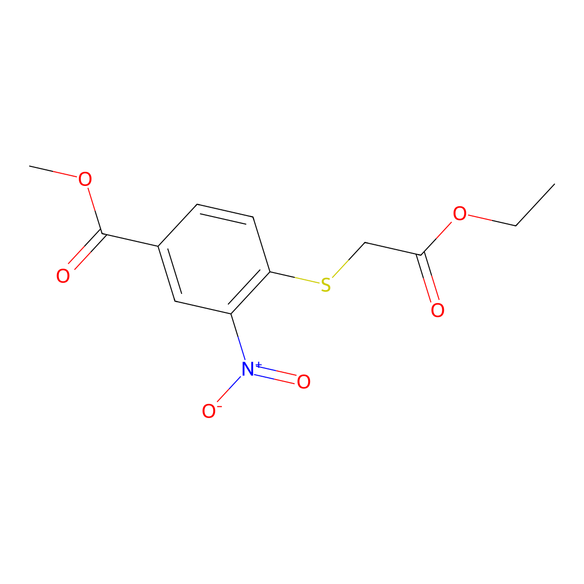 Methyl 4-[(2-ethoxy-2-oxoethyl)thio]-3-nitrobenzoate molecular structure, CAS 188614-00-8