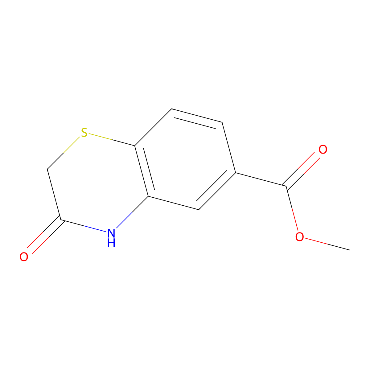 Methyl 3-oxo-3,4-dihydro-2H-1,4-benzothiazine-6-carboxylate molecular structure, CAS 188614-01-9