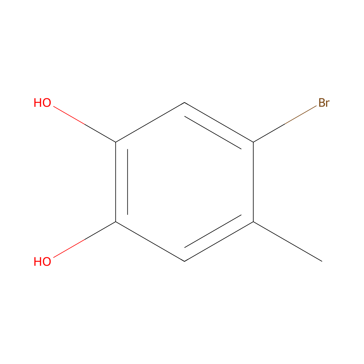 4-Bromo-5-methylbenzene-1,2-diol molecular structure, CAS 18863-72-4