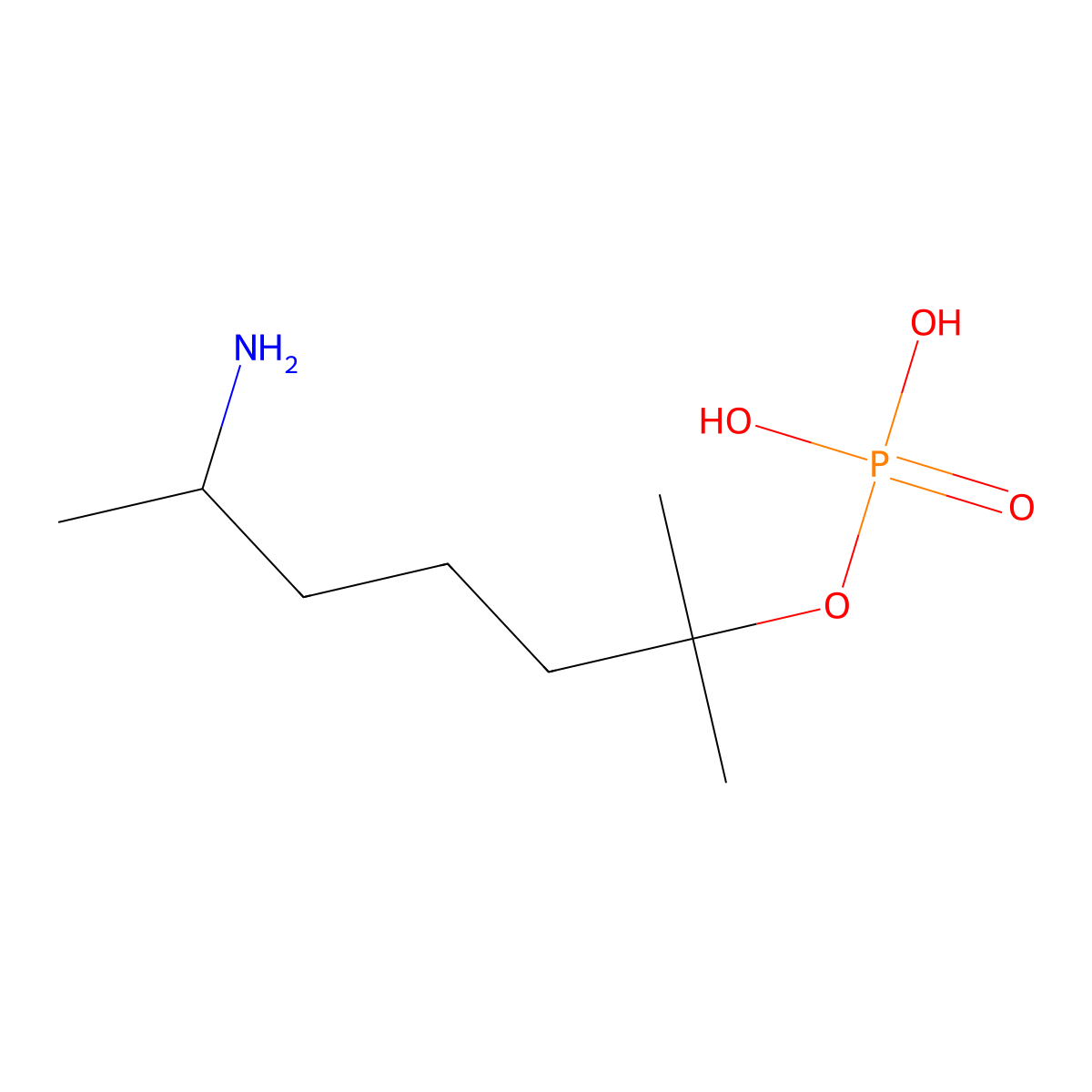 5-Amino-1,1-dimethylhexyl dihydrogen phosphate molecular structure, CAS 18864-28-3