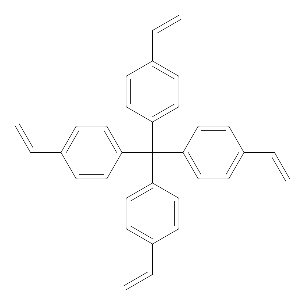 Tetrakis(4-vinylphenyl)methane molecular structure, CAS 188647-25-8
