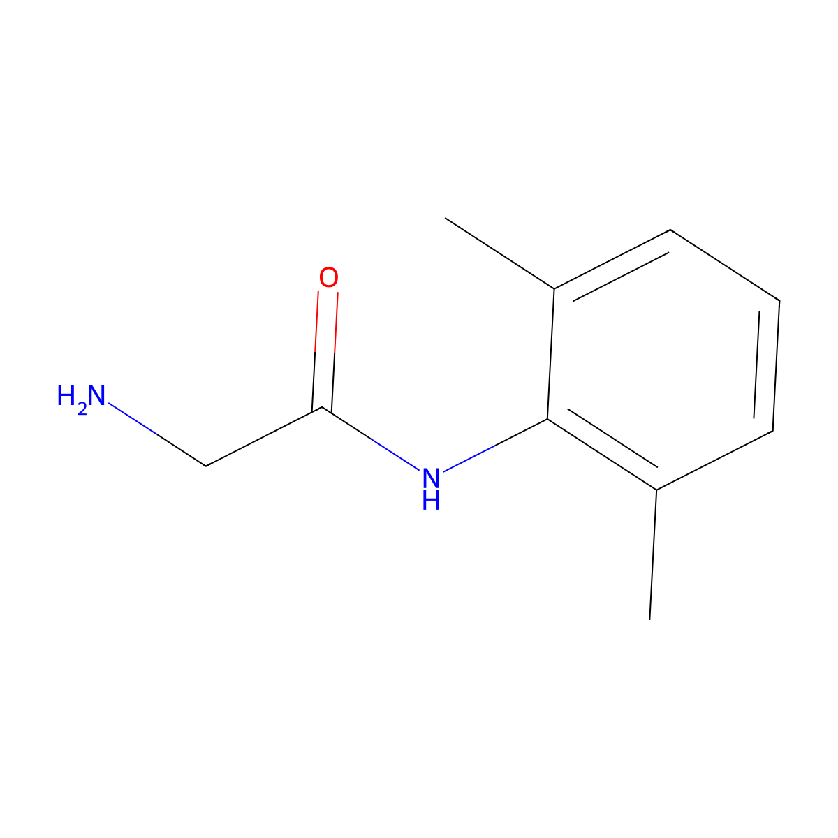 Glycine xylidide molecular structure, CAS 18865-38-8