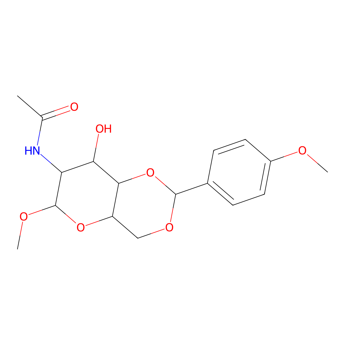 N-Acetyl-4,6-(P-methoxybenzylidene)-2-deoxy-1-O-methyl-A-D-galactosamine molecular structure, CAS 188666-34-4