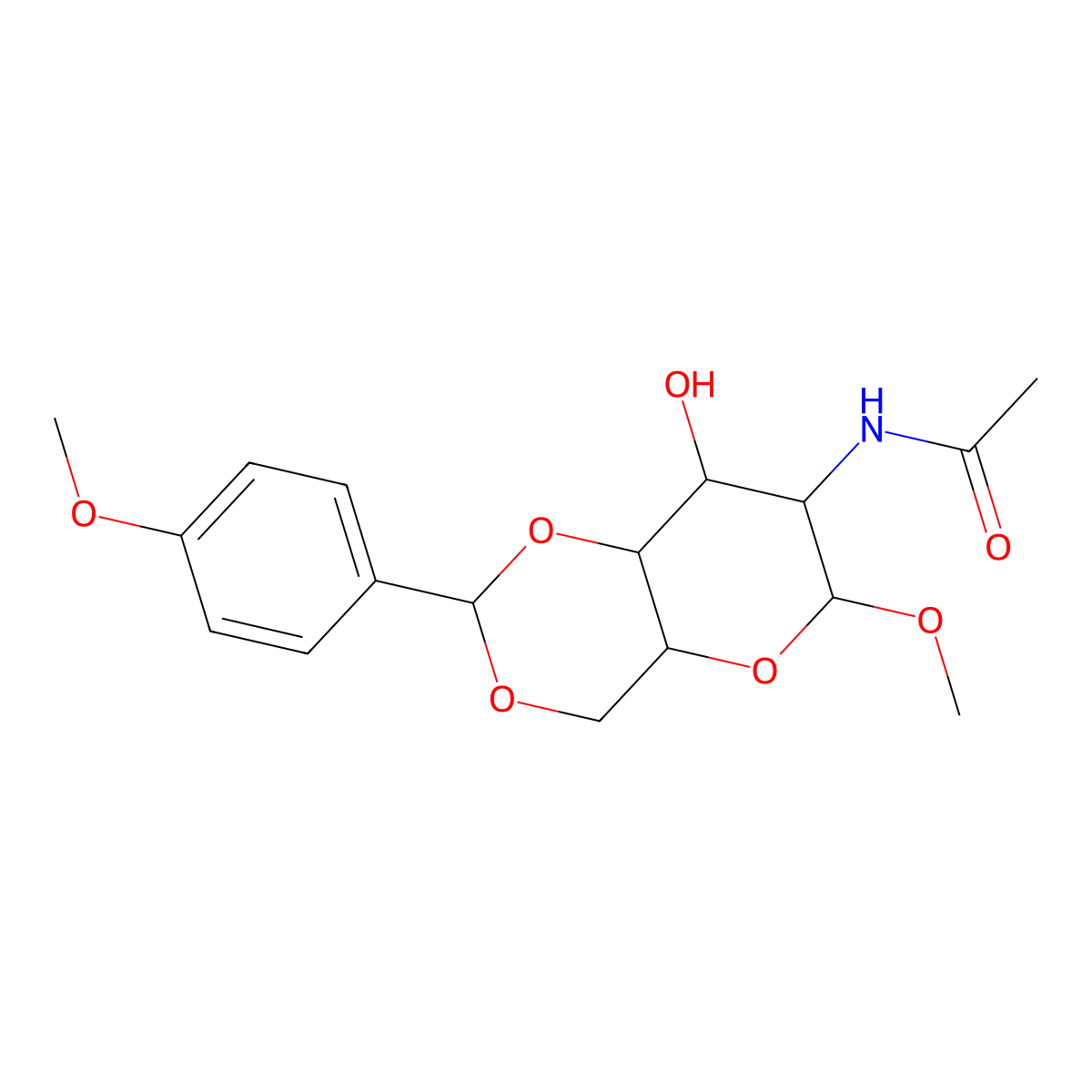 N-Acetyl-4,6-(P-methoxybenzylidene)-2-deoxy-1-O-methyl-A-D-galactosamine molecular structure, CAS 188666-34-4