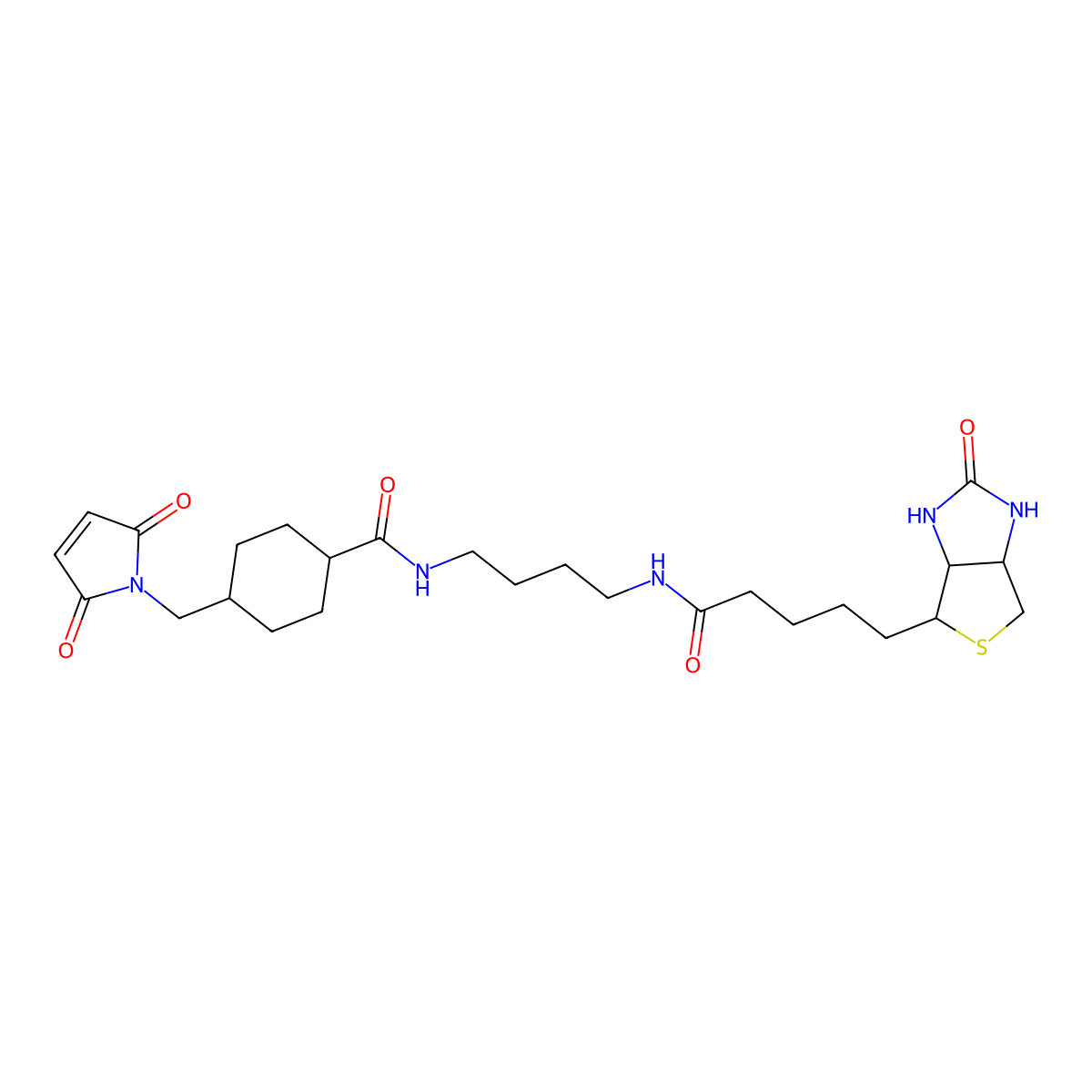 1-Biotinamido-4-(4'-(maleimidomethyl)cyclohexanecarboxamido)butane molecular structure, CAS 188682-72-6