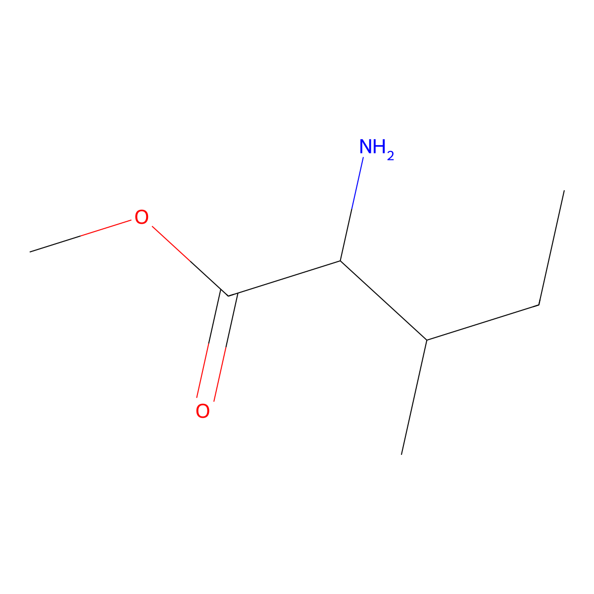 Methyl 2-amino-3-methylpentanoate molecular structure, CAS 18869-44-8
