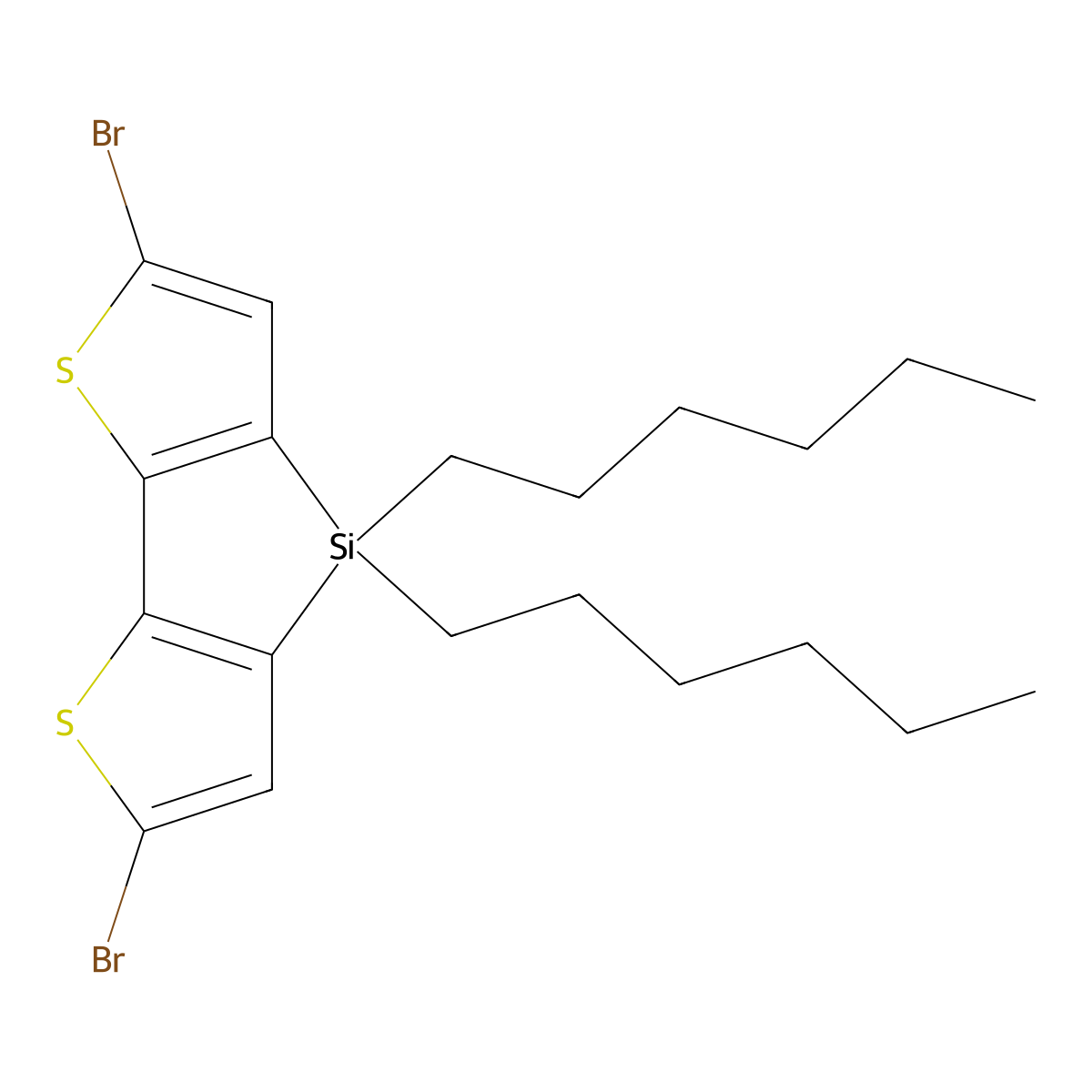 2,6-Dibromo-4,4-dihexyl-4H-silolo[3,2-b:4,5-b']dithiophene molecular structure, CAS 188690-66-6