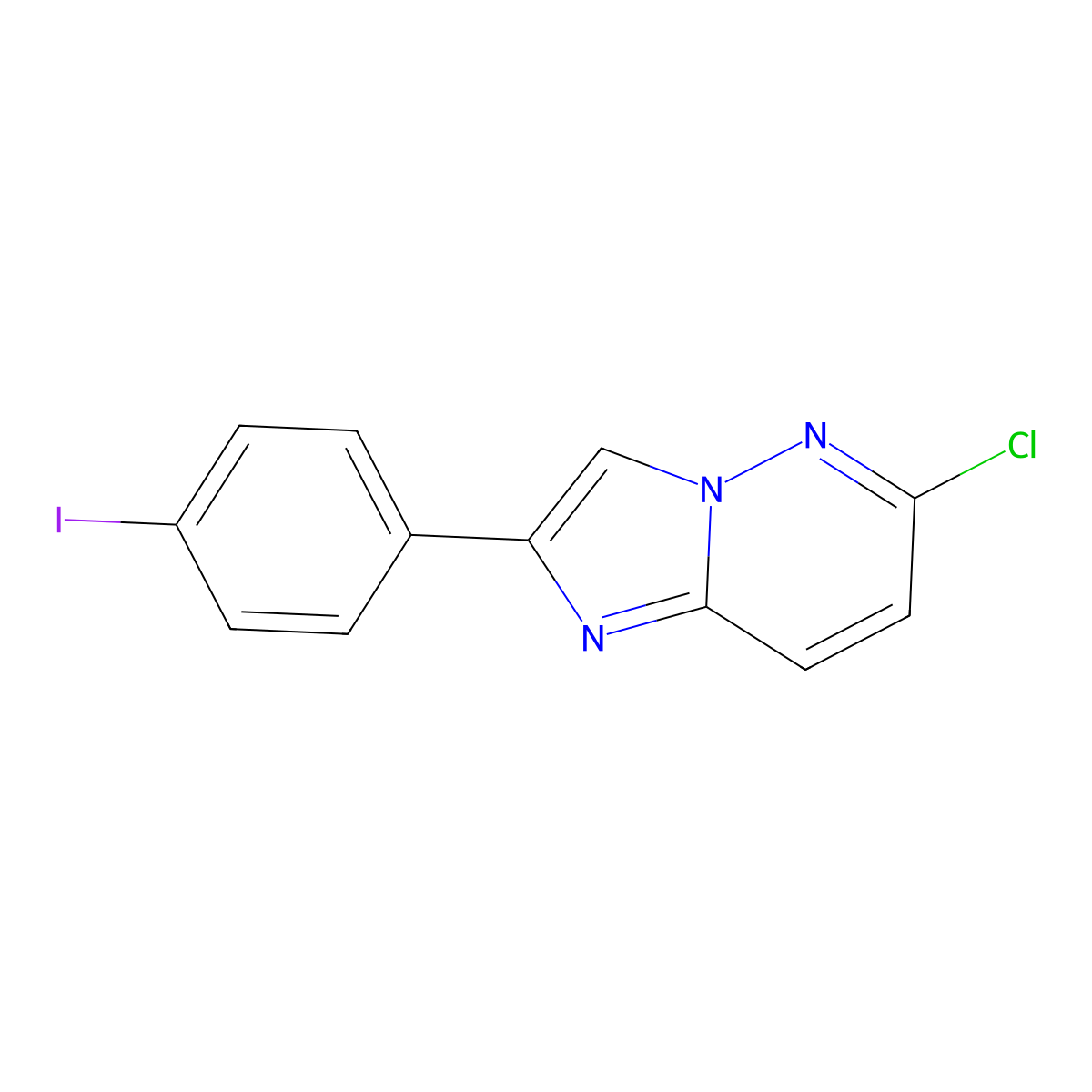 6-Chloro-2-(4-iodophenyl)imidazo[1,2-b]pyridazine molecular structure, CAS 188692-40-2