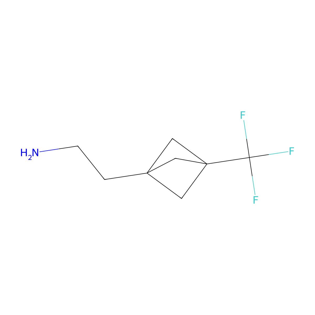 2-[3-(Trifluoromethyl)bicyclo[1.1.1]pentan-1-yl]ethan-1-amine molecular structure, CAS 1886967-18-5