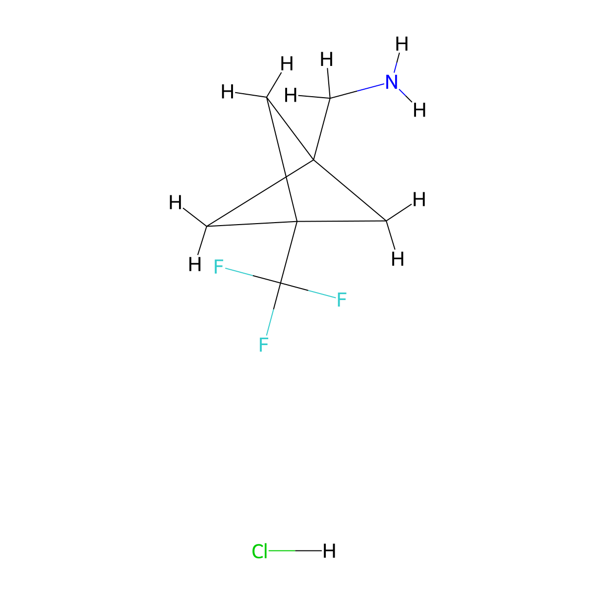(3-(Trifluoromethyl)bicyclo(1.1.1)pentan-1-yl)methanamine hydrochloride molecular structure, CAS 1886967-52-7