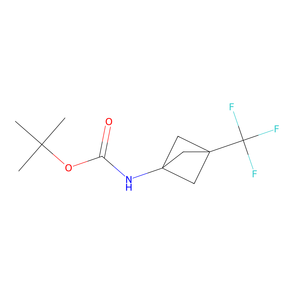 Tert-butyl (3-(trifluoromethyl)bicyclo[1.1.1]pentan-1-yl)carbamate molecular structure, CAS 1886967-53-8