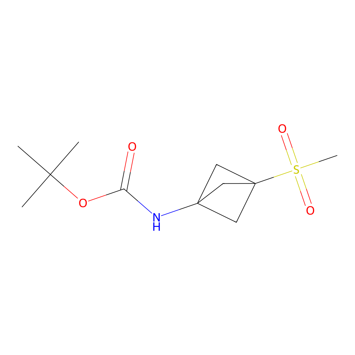 tert-butyl N-(3-methylsulfonyl-1-bicyclo[1.1.1]pentanyl)carbamate molecular structure, CAS 1886967-74-3