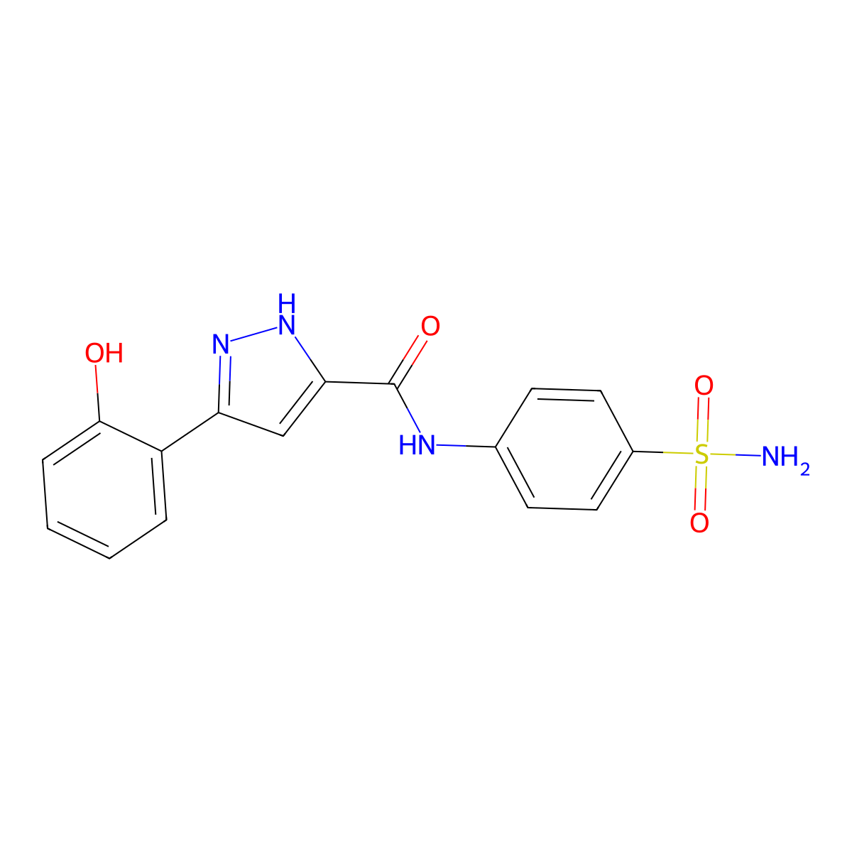 5-(2-hydroxyphenyl)-N-(4-sulfamoylphenyl)-1H-pyrazole-3-carboxamide molecular structure, CAS 1886991-89-4