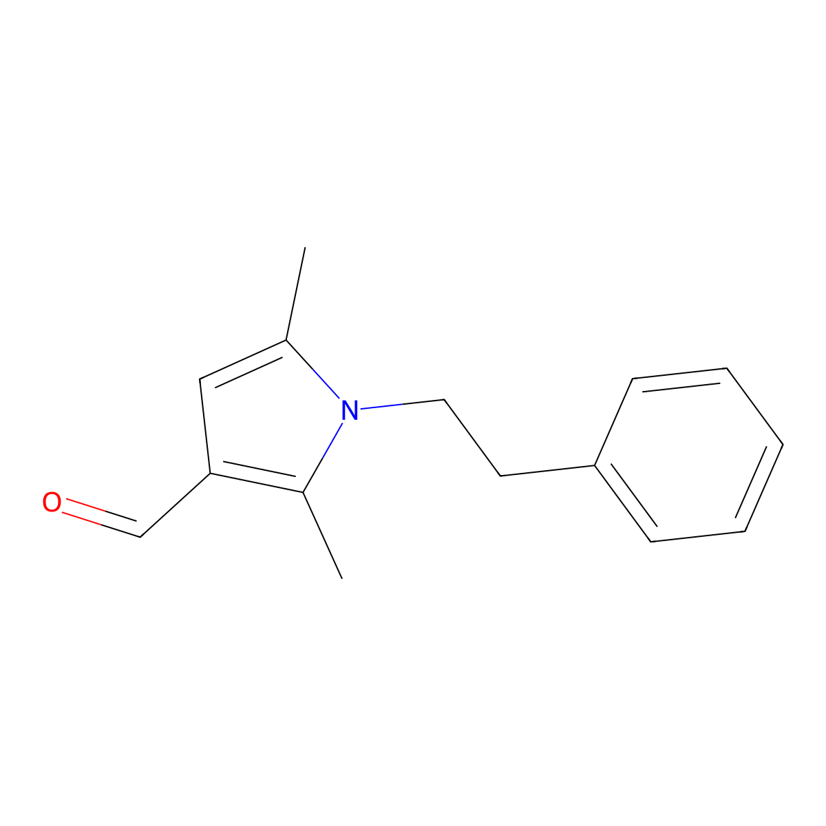 2,5-Dimethyl-1-phenethyl-1H-pyrrole-3-carbaldehyde molecular structure, CAS 18870-81-0