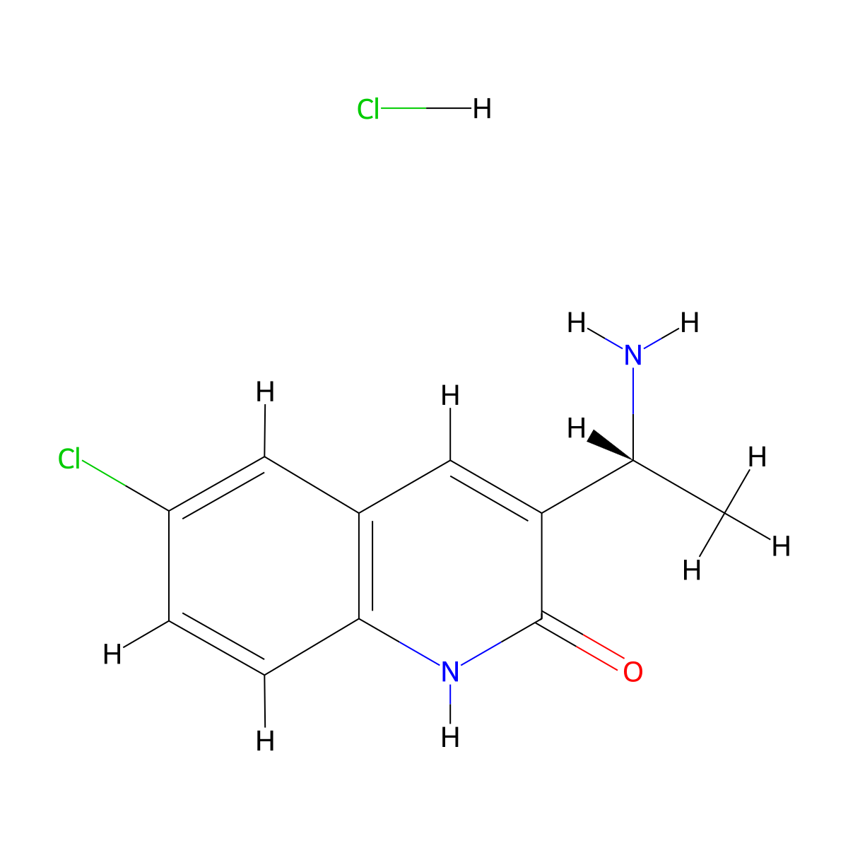 3-[(1R)-1-aminoethyl]-6-chloro-1H-quinolin-2-one;hydrochloride molecular structure, CAS 1887009-51-9