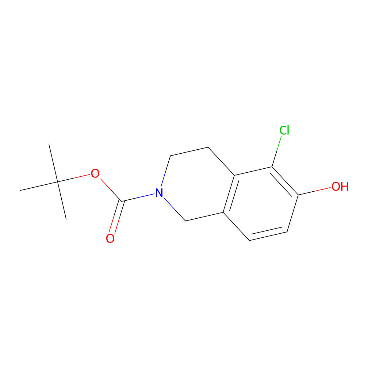 Tert-butyl 5-chloro-6-hydroxy-1,2,3,4-tetrahydroisoquinoline-2-carboxylate molecular structure, CAS 1887036-25-0