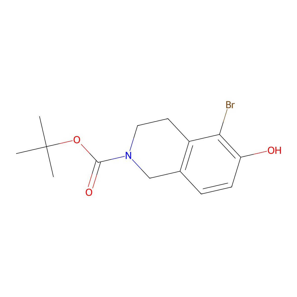 C(C)(C)(C)OC(=O)N1CC2=CC=C(C(=C2CC1)Br)O molecular structure, CAS 1887036-31-8