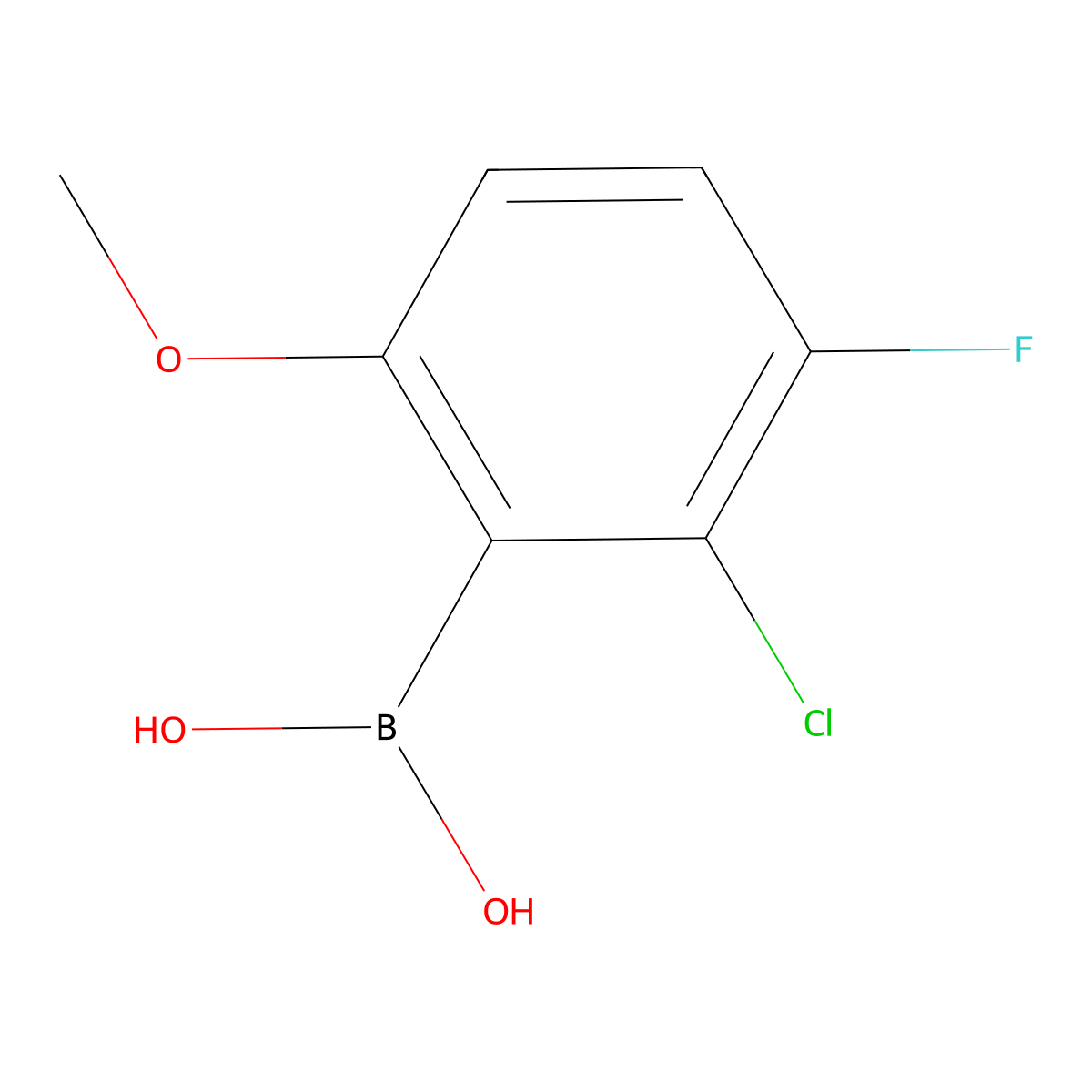 (2-Chloro-3-fluoro-6-methoxyphenyl)boronic acid molecular structure, CAS 1887046-94-7