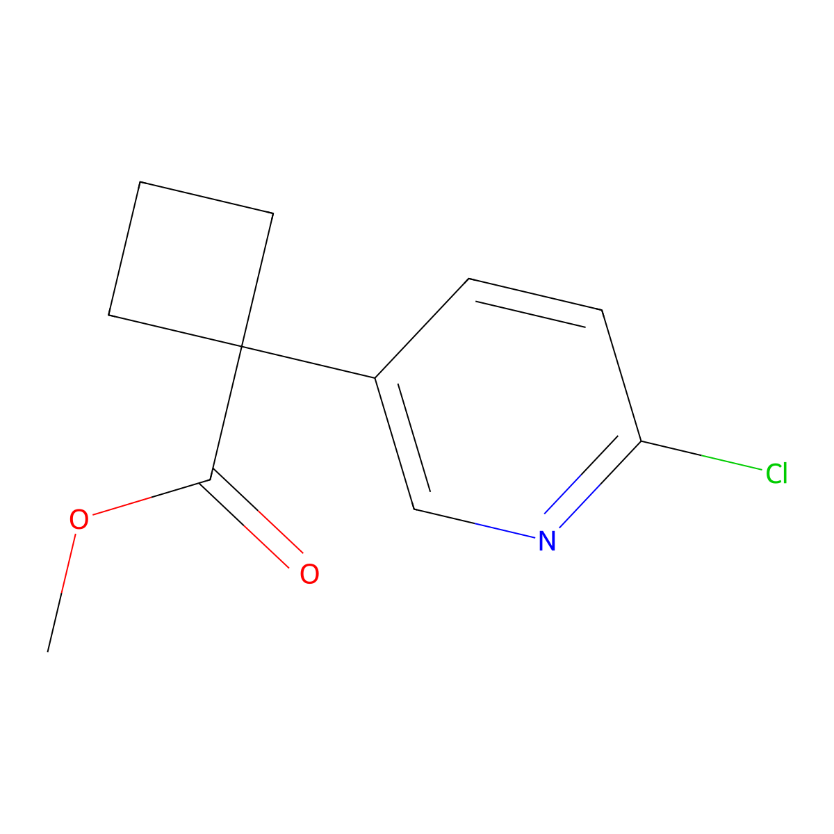 Methyl 1-(6-chloropyridin-3-yl)cyclobutane-1-carboxylate molecular structure, CAS 1887059-60-0