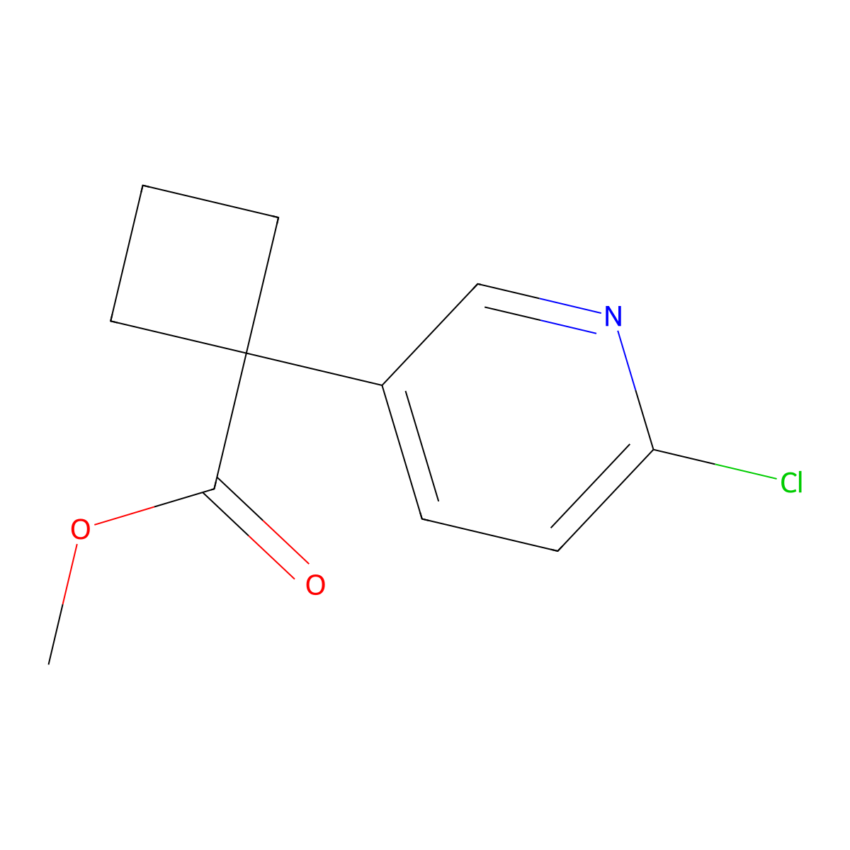 Methyl 1-(6-chloropyridin-3-yl)cyclobutane-1-carboxylate molecular structure, CAS 1887059-60-0