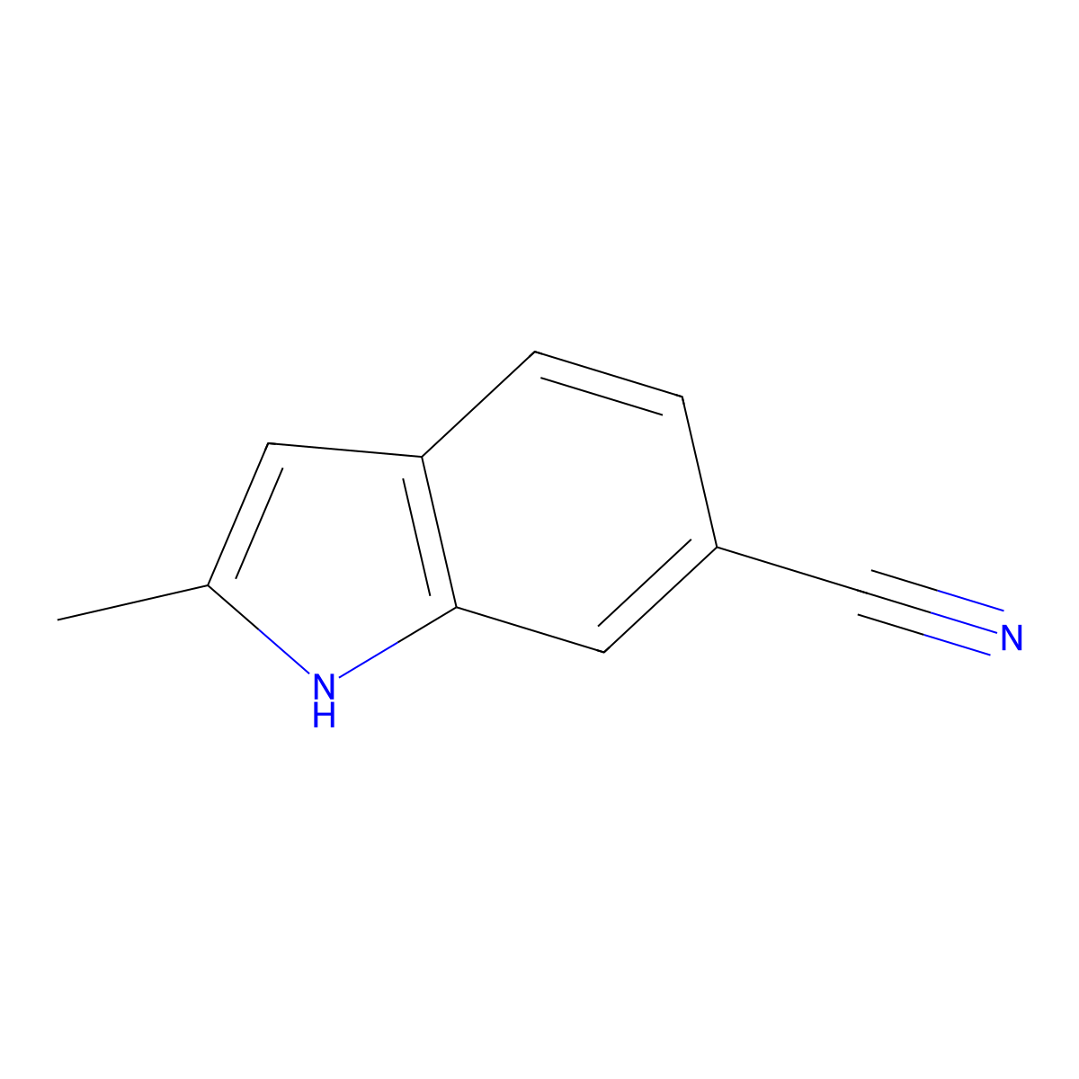 2-Methyl-1H-indole-6-carbonitrile molecular structure, CAS 18871-10-8