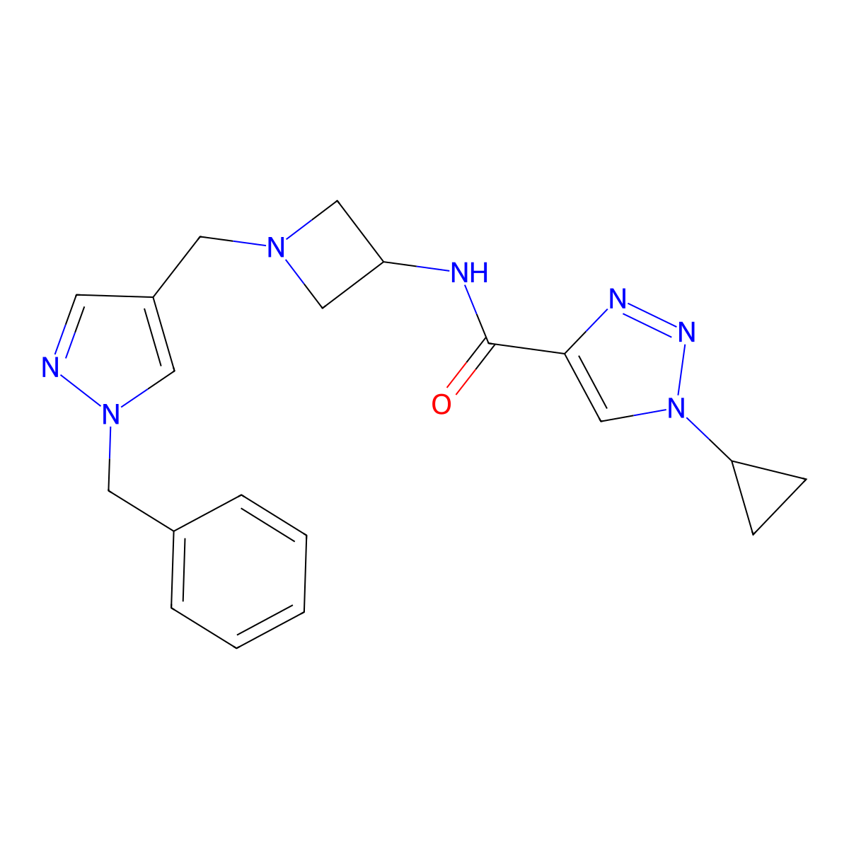 1-Cyclopropyl-N-[1-[[1-(phenylmethyl)-1H-pyrazol-4-yl]methyl]-3-azetidinyl]-1H-1,2,3-triazole-4-carboxamide molecular structure, CAS 1887193-58-9