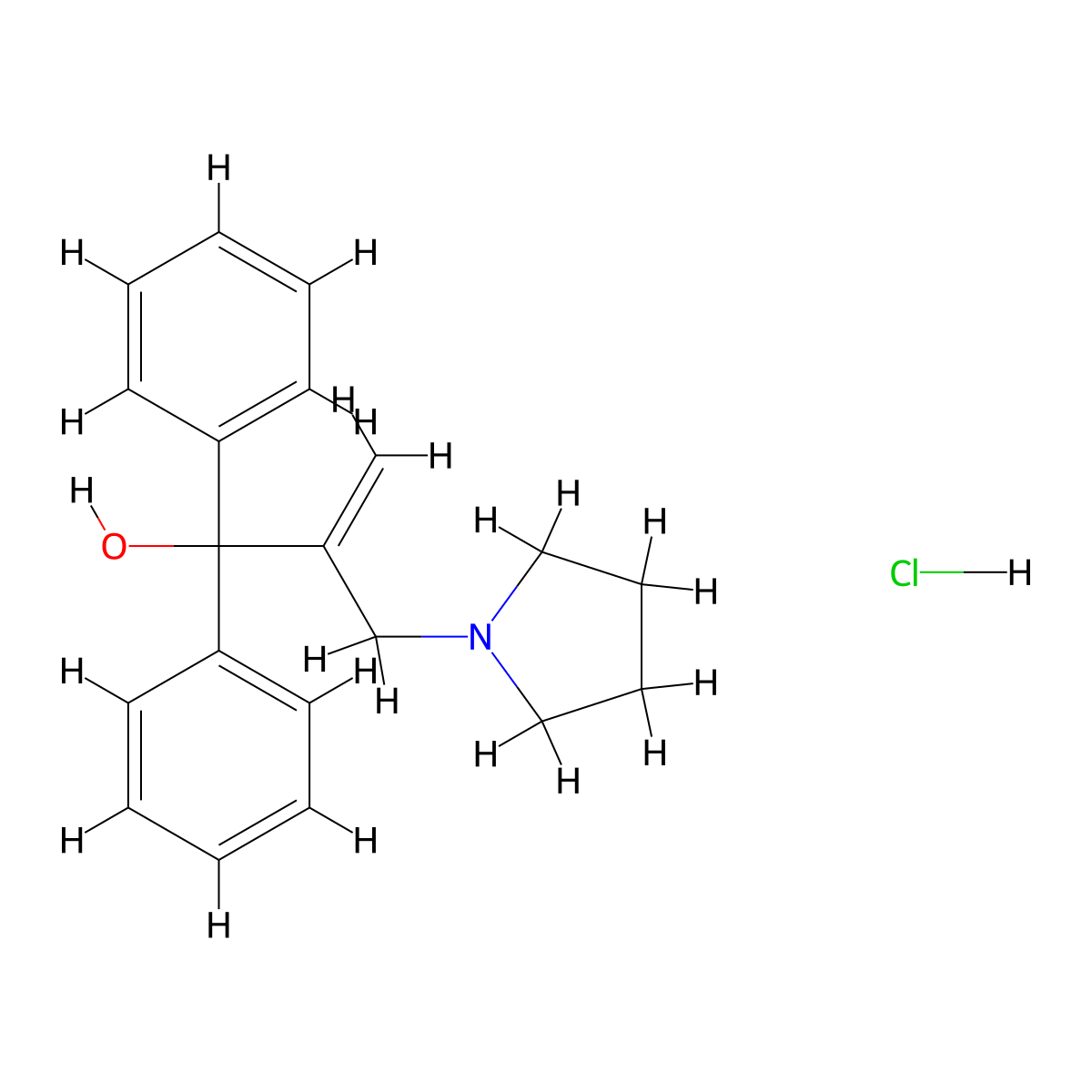Benzhydrol, alpha-(3-(pyrrolidinyl)-1-propen-2-yl)-, hydrochloride molecular structure, CAS 18872-47-4