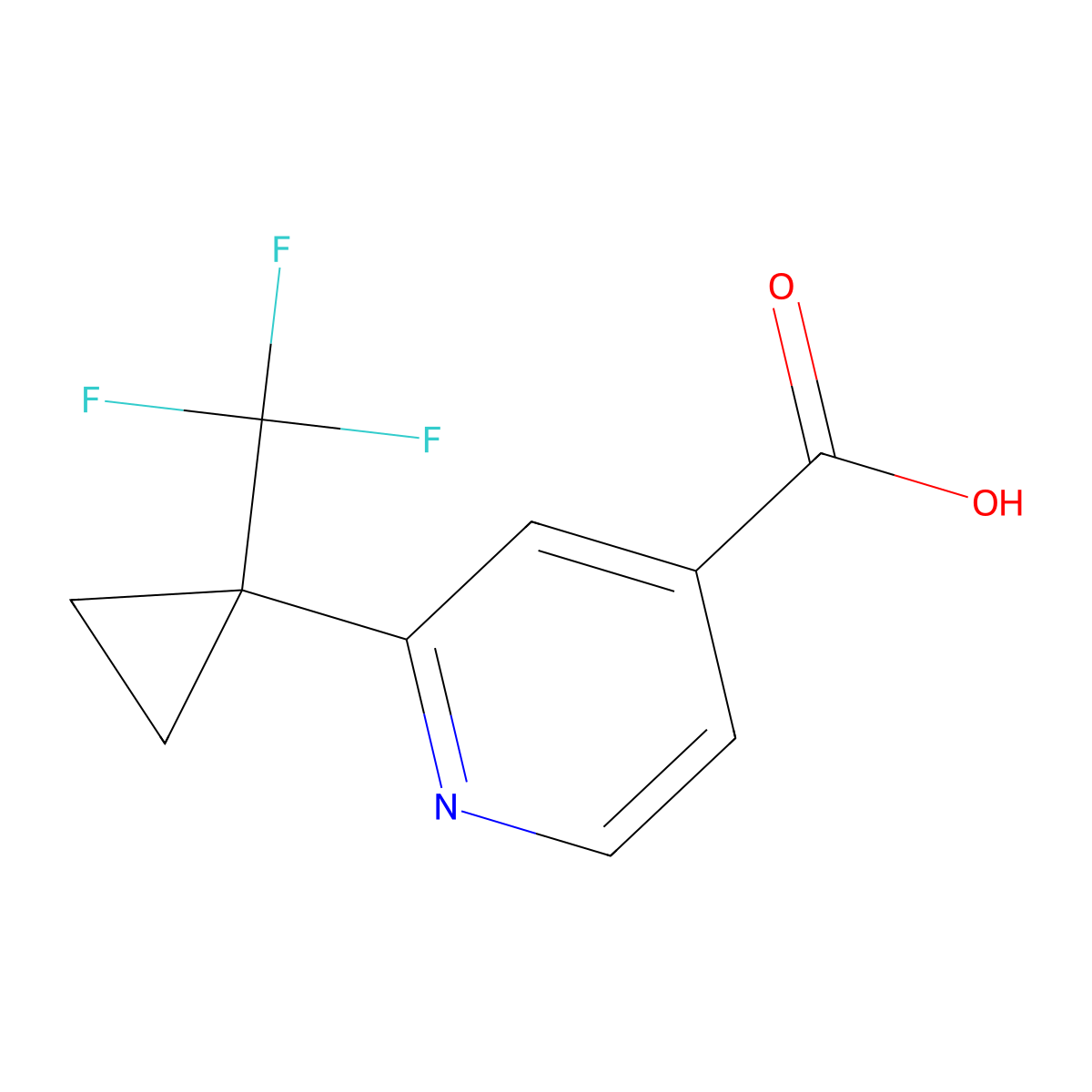 2-(1-(Trifluoromethyl)cyclopropyl)pyridine-4-carboxylic acid molecular structure, CAS 1887222-47-0