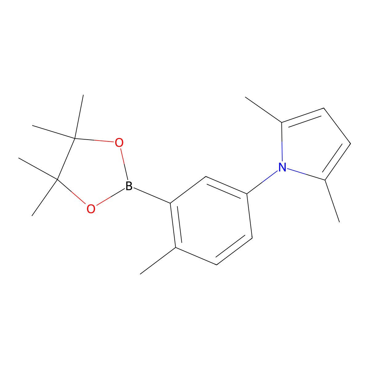 2,5-Dimethyl-1-(4-methyl-3-(4,4,5,5-tetramethyl-1,3,2-dioxaborolan-2-yl)phenyl)-1H-pyrrole molecular structure, CAS 1887222-74-3