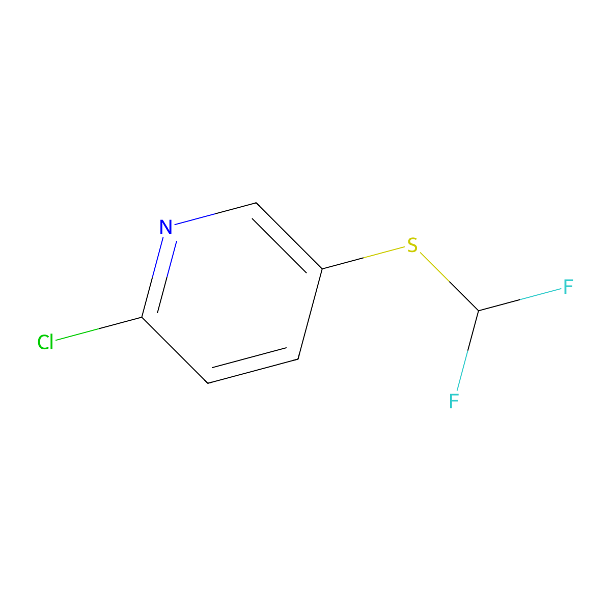 2-Chloro-5-((difluoromethyl)sulfanyl)pyridine molecular structure, CAS 1887223-38-2