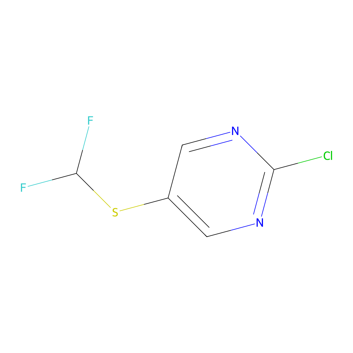 2-Chloro-5-(difluoromethylsulfanyl)pyrimidine molecular structure, CAS 1887223-56-4