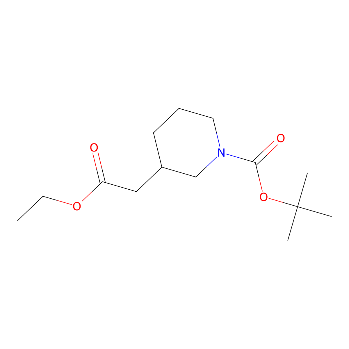 (S)-1-Boc-3-(2-ethoxy-2-oxoethyl)piperidine molecular structure, CAS 188723-33-3