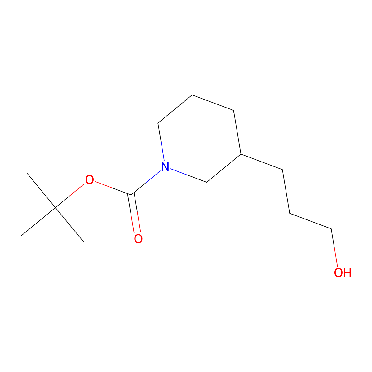 tert-butyl (3S)-3-(3-hydroxypropyl)piperidine-1-carboxylate molecular structure, CAS 188723-35-5