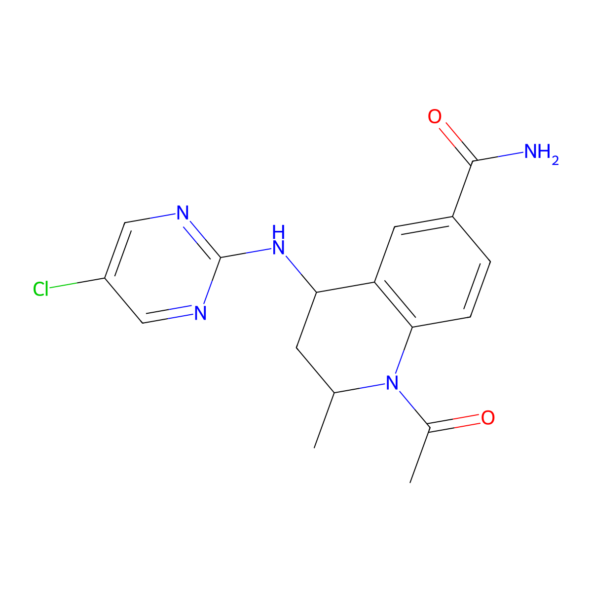 (2S,4R)-1-Acetyl-4-((5-chloropyrimidin-2-yl)amino)-2-methyl-1,2,3,4-tetrahydroquinoline-6-carboxamide molecular structure, CAS 1887237-54-8
